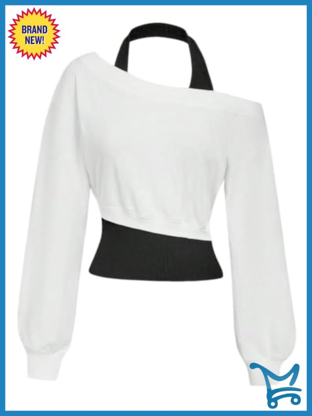 Off Shoulder Sweatshirt Long Sleeve Crop Top Pullover Asymmetrical
